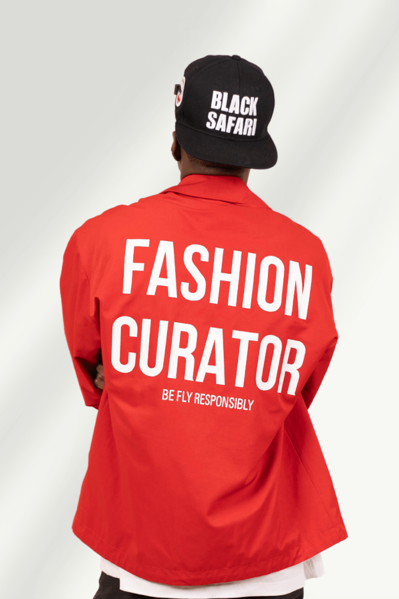 Curator signal red twill coach jacket - Black Safari
