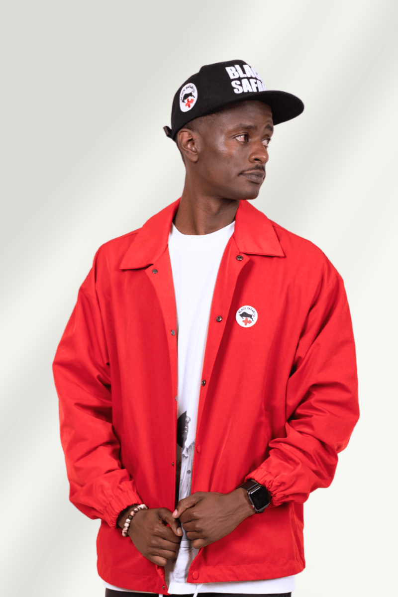 Curator signal red twill coach jacket - Black Safari