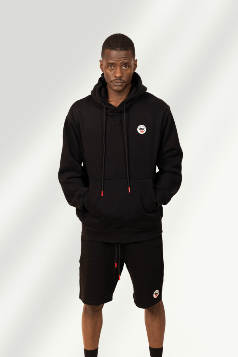 Black Safari Hoodie  with a Kangaroo Pocket
