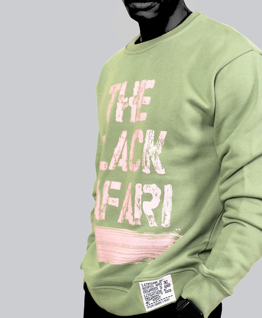 Black Safari Painter's Crew Sweatshirt – Sage Green Comfort & Style