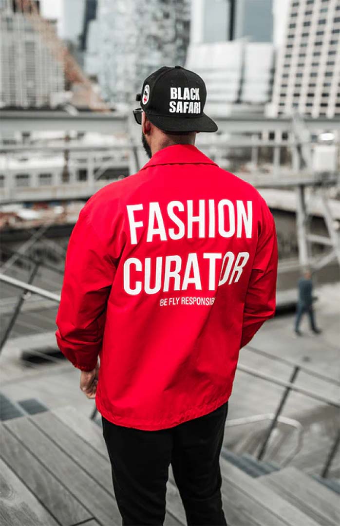 Curator signal red twill coach jacket - Black Safari