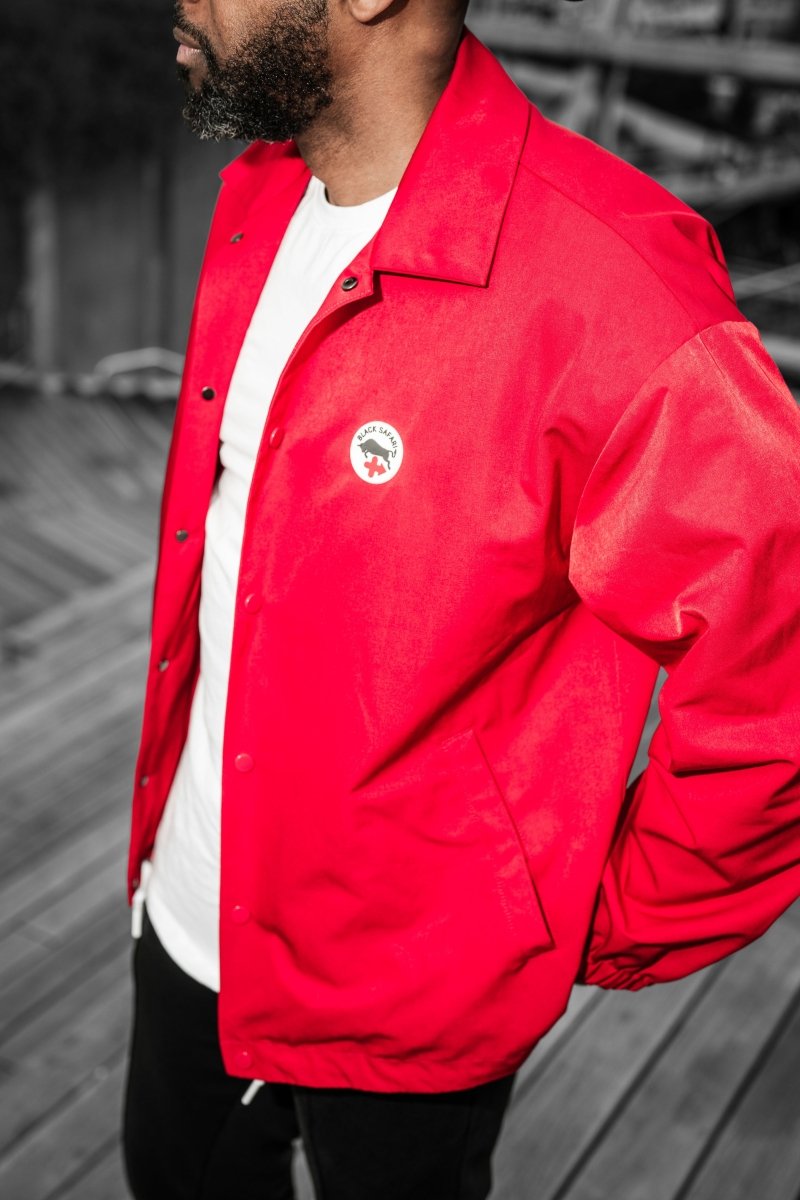 Red Twill Coach Jacket – Black Safari Signature Style